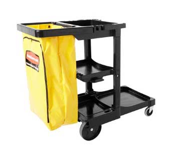 Rubbermaid® Janitorial Cleaning Cart, with Yellow Vinyl Bag, Black