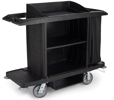Rubbermaid® Executive™ Full-Size Housekeeping Cart, w/ Shelf, Black