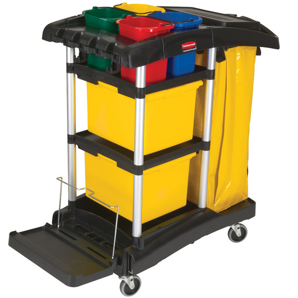 Rubbermaid® Microfibre Janitorial Cleaning Cart w/Color Coded Bins