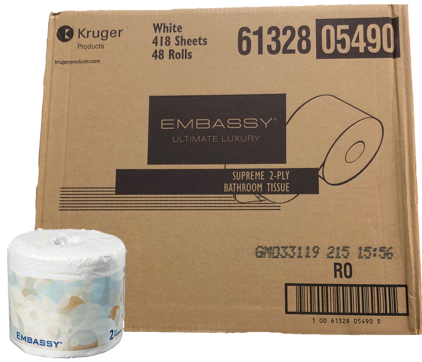 Kruger® Embassy® Standard Roll Toilet Paper, 2-Ply, White, Core: 1.6"