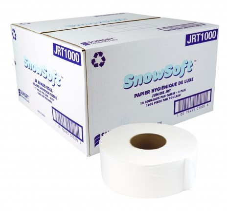 Snow Soft® Premium JRT ToiletPaper, Jumbo Roll, 2Ply, 1000', Wh, 12/Cs