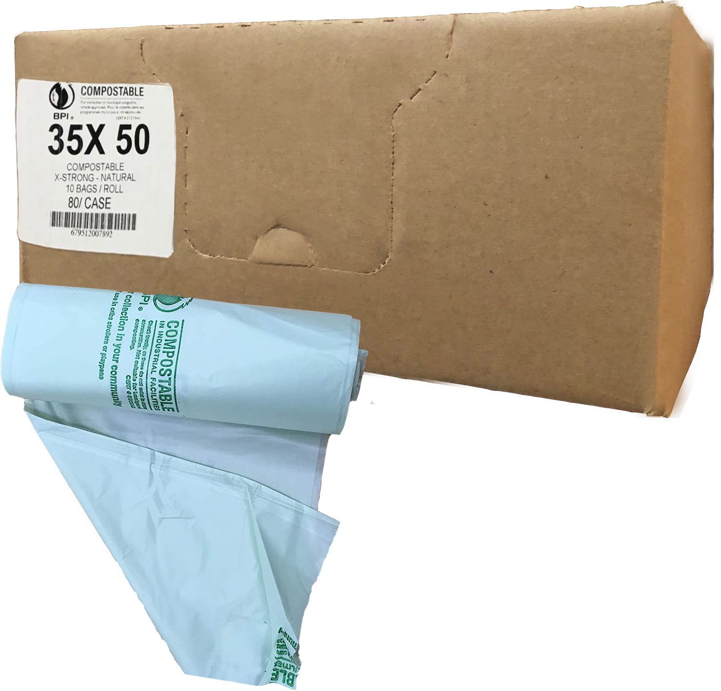 Extra Strong Green Compostable Canliner, 35 X 50, 75/Case