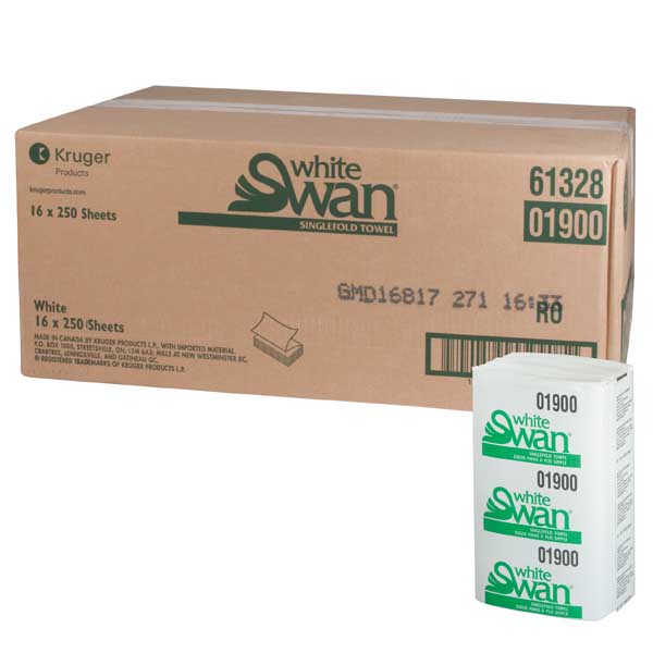 Kruger® White Swan® Singlefold Paper Towel, 1-Ply, White, EcoLogo®